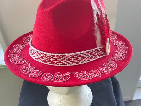 Potae - Red Fedora Felt Hat Online Sale